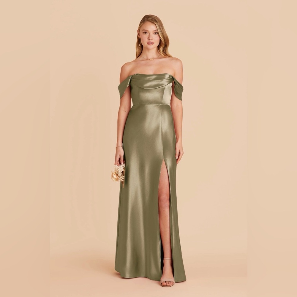 Birdy Grey	- Mia Shiny Satin Dress - Moss Green